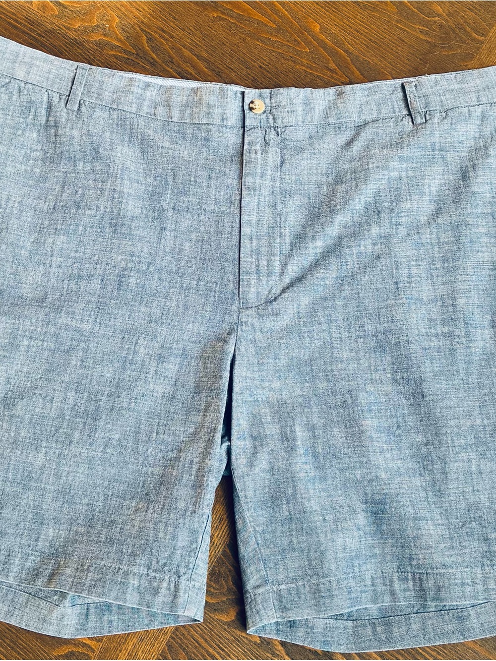 Peter Millar Blue Chambray Flat Front cotton golf Shorts